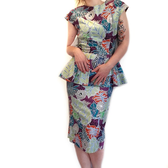 Vintage | Pia Rucci Tropical Peplum NOS Dress 10